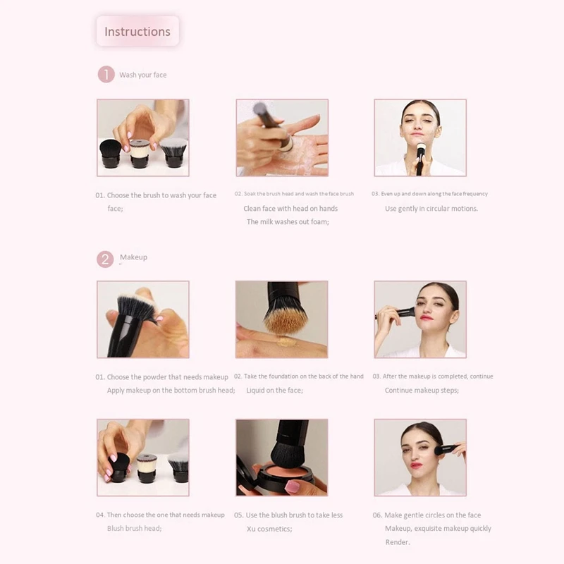 

Foundation Blush Makeup Brush Electric Makeup Brush with 360 Degree Rotating Smart Cosmetics Blushes with 3 Make-Up Head