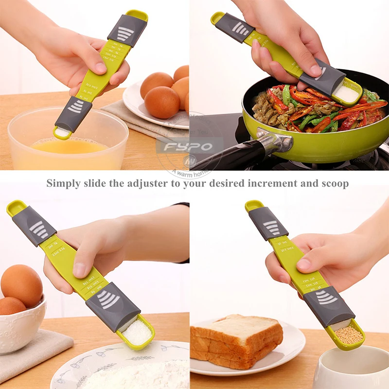 Fypo Eight Stalls Adjustable Kitchen Scale Measuring Spoons Measure cup Double End Metering Spoon baking tool Gadgets | Дом и сад