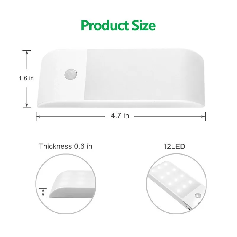 Светодиодный сенсорный ночник с зарядкой от USB лампа пассивным ИК датчиком