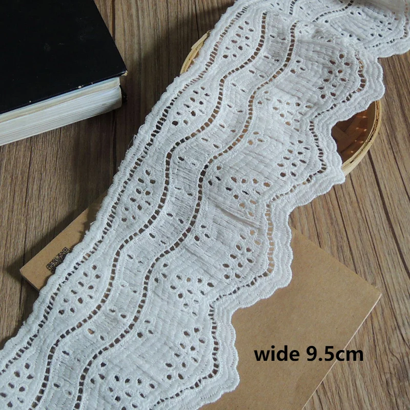

9.5cm wide lace milk silk fabric clothing accessories lace decoration DIY hand-stitched braid skirt fabric craft materials