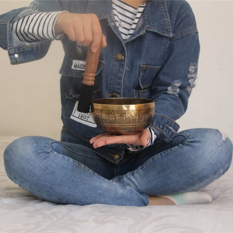 13 см тибетская Гималайская ручная чакра медитация Буддизм Поющая чаша украшение