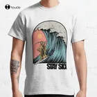 Футболка с принтом жди Sick, скелет для серфинга, мрачный жнец, эстетическая рубашка для серфинга, одежда для серфинга, футболка