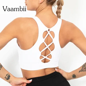 Womens Criss Cross Workout Tops Open Back Sports Top Big Breasts Seamless Gym Yoga Sports Bras Xxl Fitness Clothes For Women