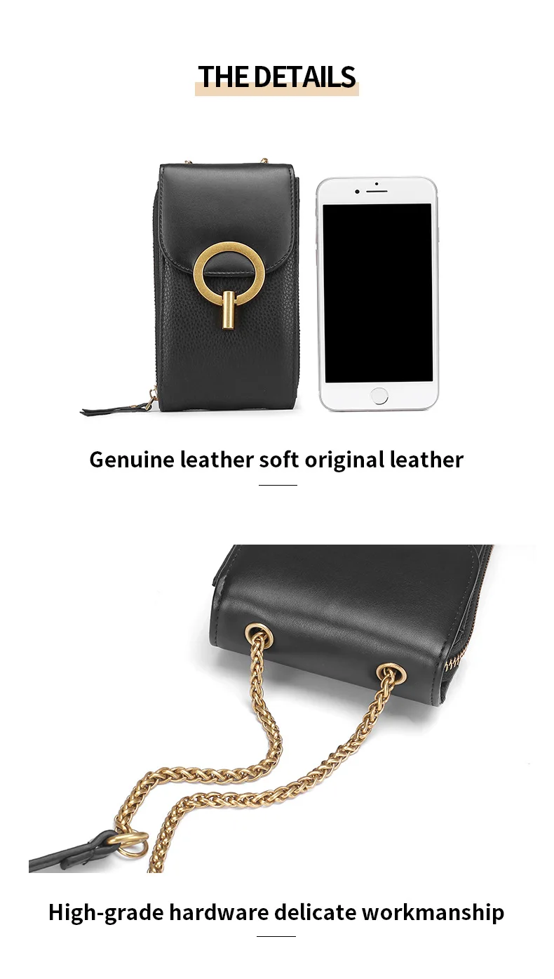 Women Genuine Leather Phone Pouch Bags for iPhone X XS 6 7 8 Small Shoulder Bag for Samsung S9 Crossbody Bags Women Phone Bag