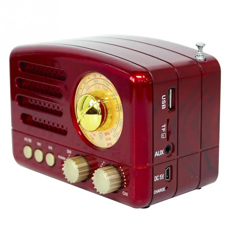M-160BT Red M-161BT аудио Bluetooth динамик радио ABS Ретро прочный домашний USB Перезаряжаемый AM FM SW портативный многофункциональный подарок TF слот для карты - Цвет: M-160BT Red