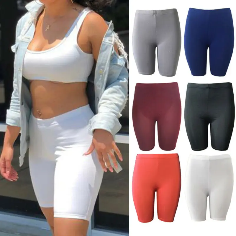 

2020 Women Soft Stretch Casual Solid Exercise Shorts Biker Workout Size S-XL Seamless