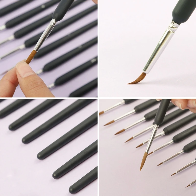 

10PCS Miniature Paint Brushes Set Professional Nylon Hook Line Pen Art Liner drawing for Acrylic Watercolor Painting