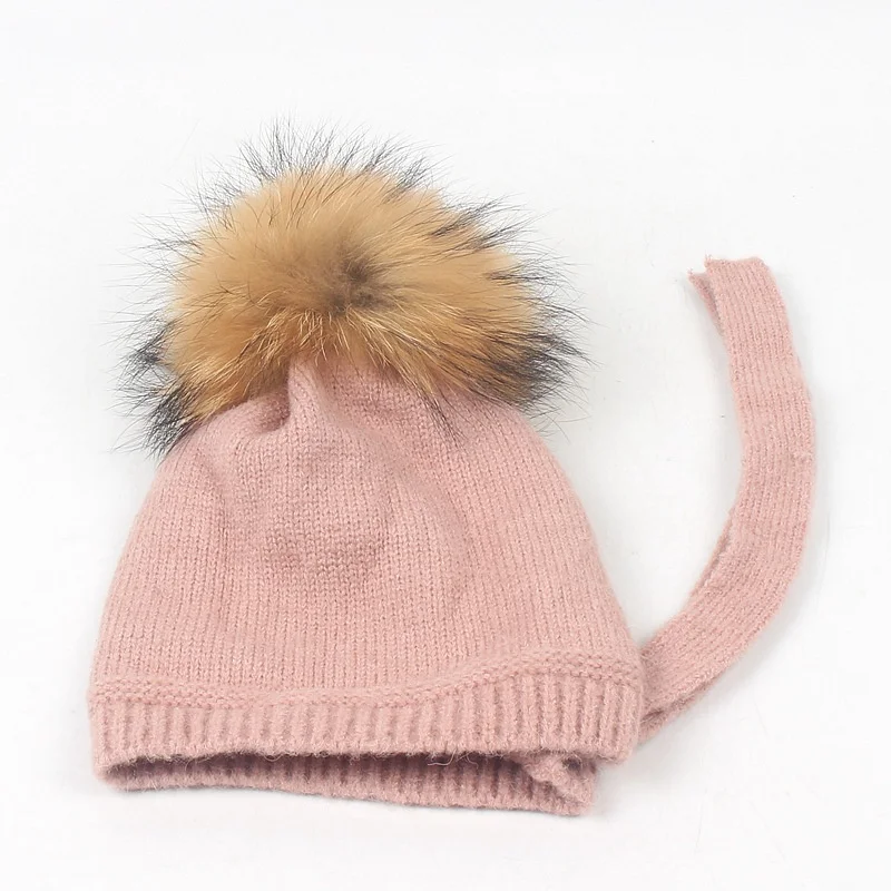 Детская осенне-зимняя теплая шапка из натурального меха для маленьких мальчиков