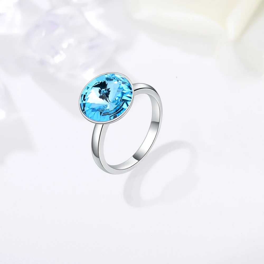 Original Crystals From Swarovski Female Rings New Fashion Round RIVOLI Stone For Women Elegant Party Wedding Jewelry Gift |