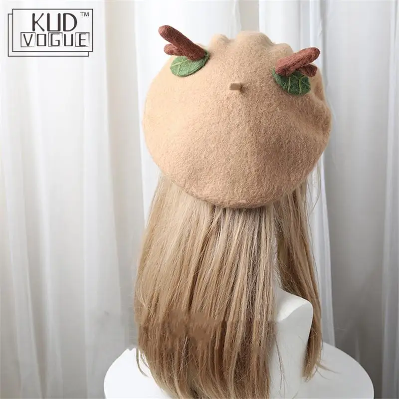 Рождественская зимняя шапка с оленем шерстяной берет в стиле &quotЛолита&quot