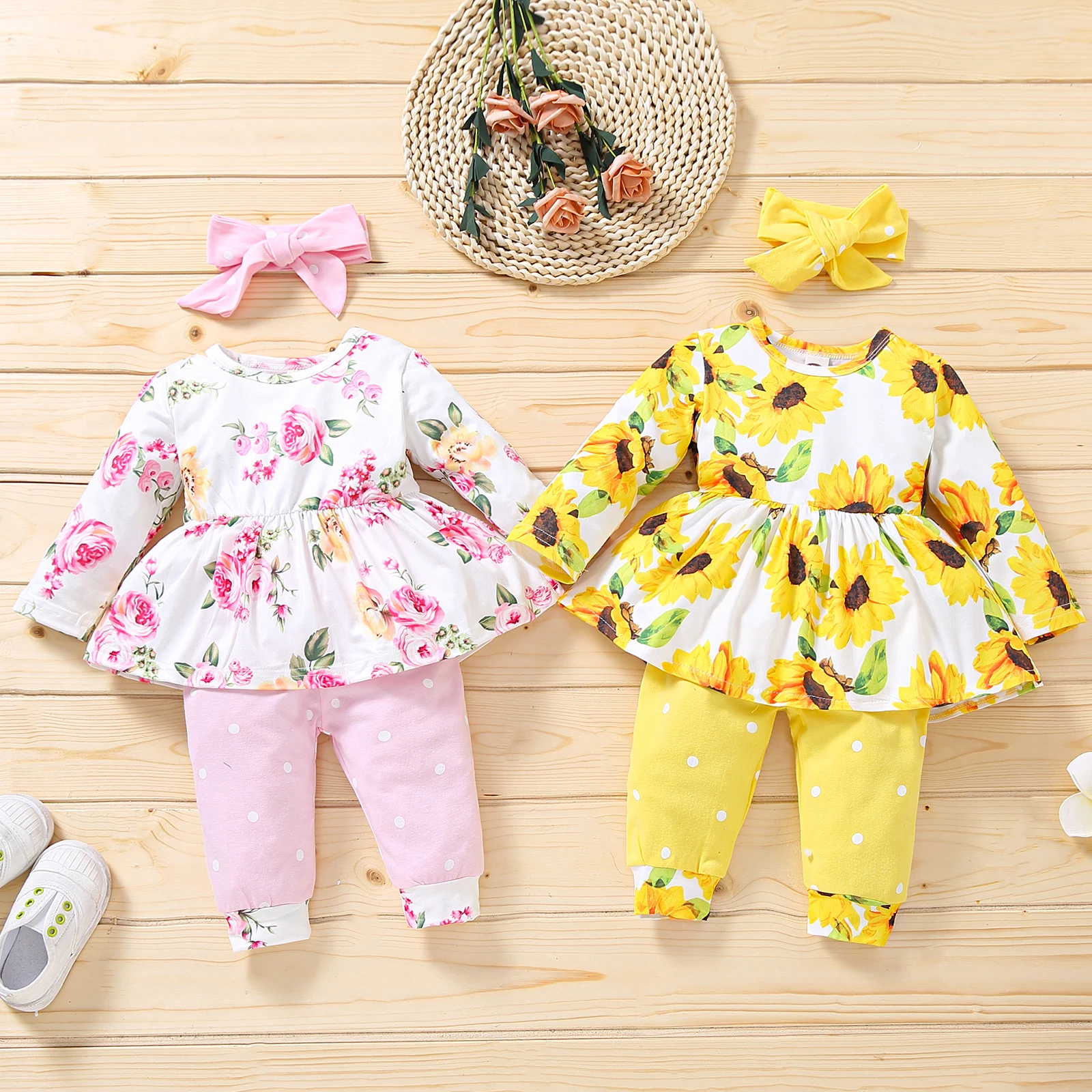 

Girls Clothing Sets 2021 Autumn Girls Clothes Set T-shirt+pants 2 pcs Kids Clothes Girl Floral Suit Children Clothes 1-4Y
