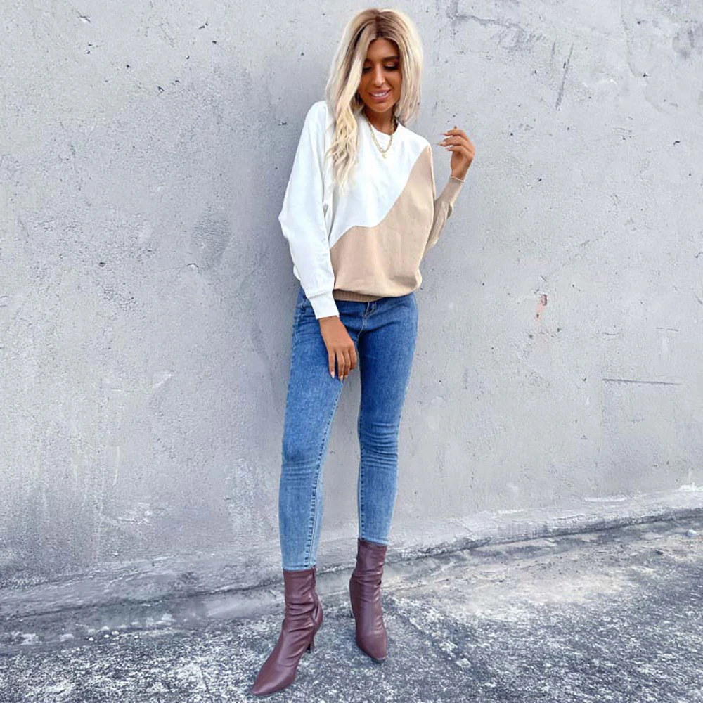 

Женский свитер, Осенние Пуловеры с длинным рукавом и круглым вырезом, тонкий вязаный свитер, модный джемпер в Корейском стиле, топы, блузка