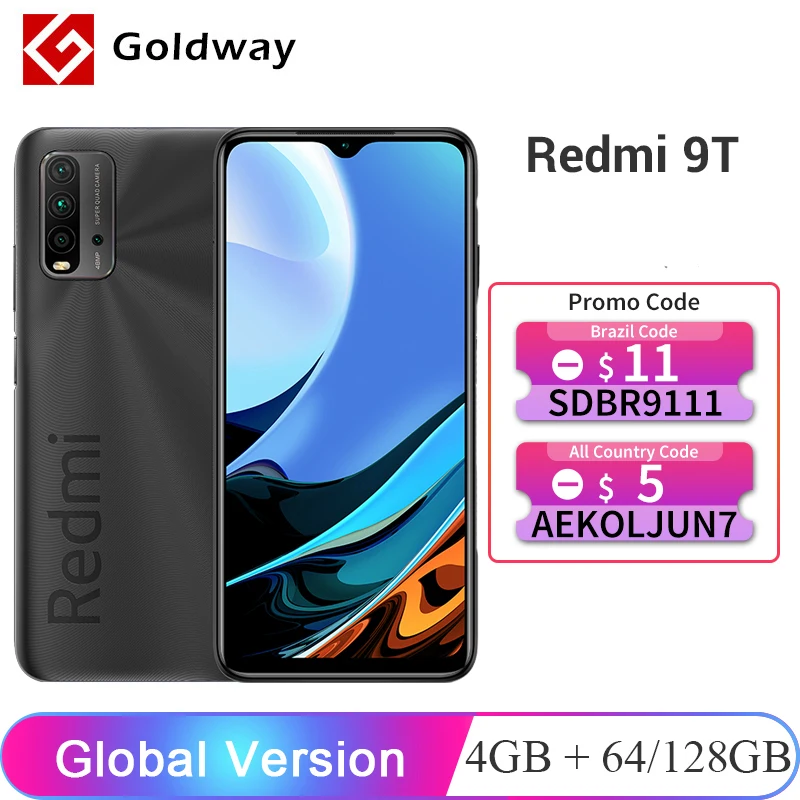 Глобальная версия Xiaomi Redmi 9T 9 T 4GB 64GB / 128GB Смартфон Snapdragon 662 48MP Quad Camera 6000 мАч 6 53 &quotFHD +