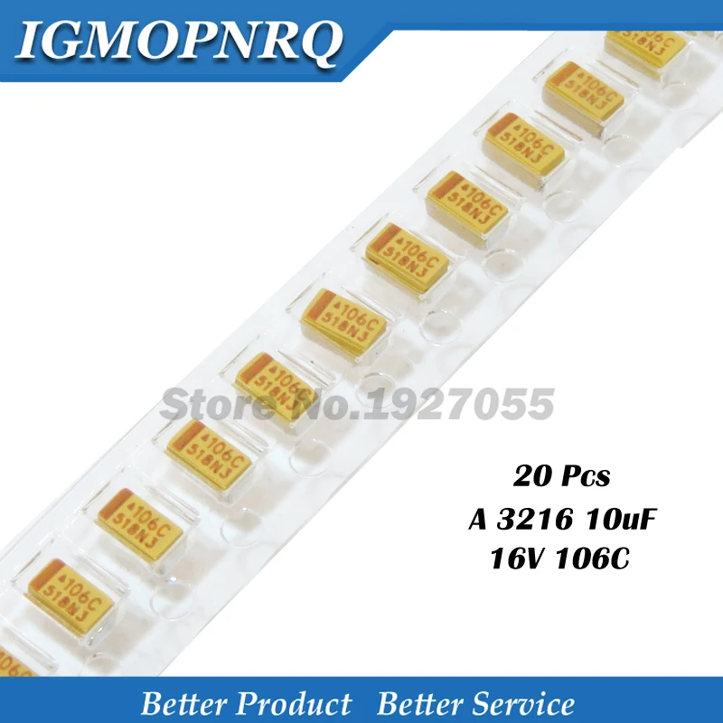 20 шт. A-3216-16V-10UF-106C 3216 10 мкФ 16V 106C SMD Танталовый конденсатор | Электронные компоненты