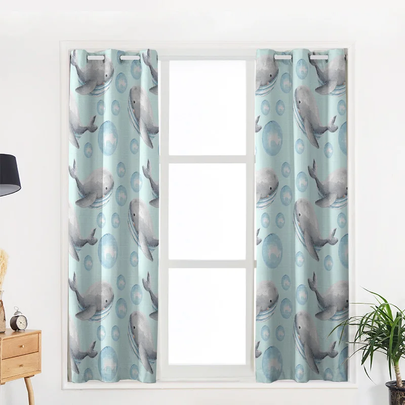 Фотоштора Океаническая и морская жизнь с рисунком Кита Штора для гостиной