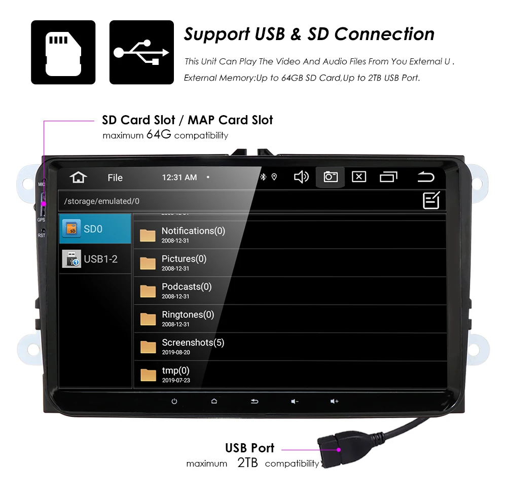 Android 9,0 9 дюймов 2 Din 4G ram 32G rom gps Радио стерео для V W passat golf 4 5 tiguan polo skoda fabia CC DAB wifi BT CAM