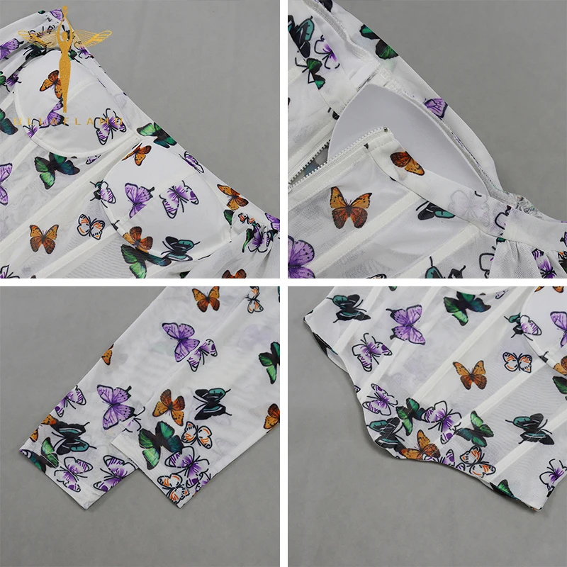 

Butterfly Printed Lantern Sleeve bodycon tops Sexy Female Off Shoulder Zipper T-Shirts Temperament Streetwear Women's Tee Shirt