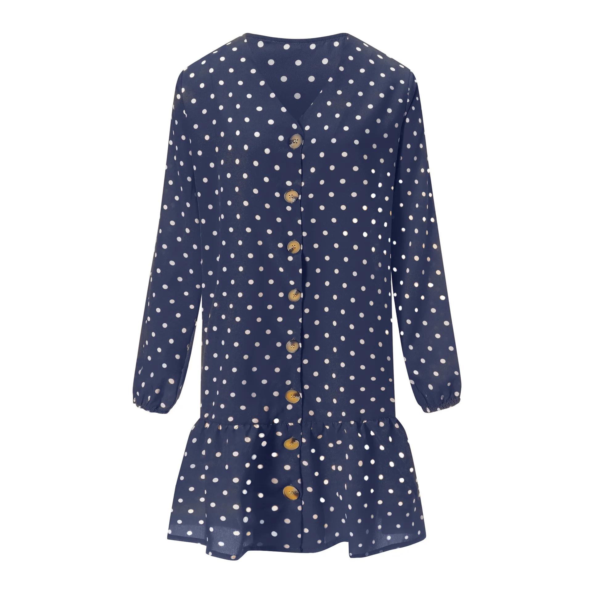 Леди Мода Платье Wave Point Осенне зимняя Дамская обувь с v образной горловиной и