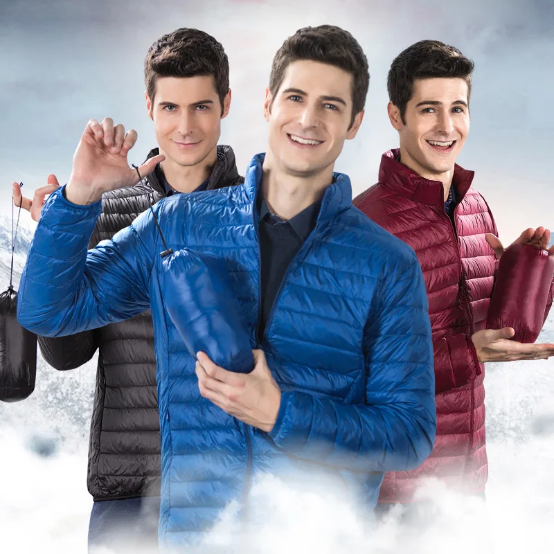 

MRMT 2022 Brand Latest Men's Ultra Light Collar Down Jacket for Male Leisure Short White Eiderdown Down Jacket