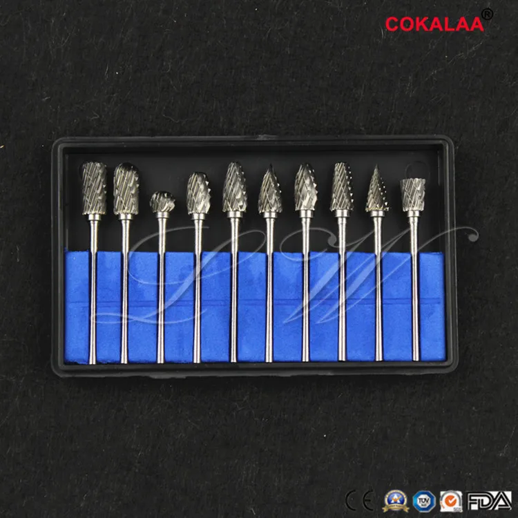 

10pcs Double Standard Tungsten Steel Dental Lab Tooth Drill Bits For Handpiece Polisher Burrs With Box