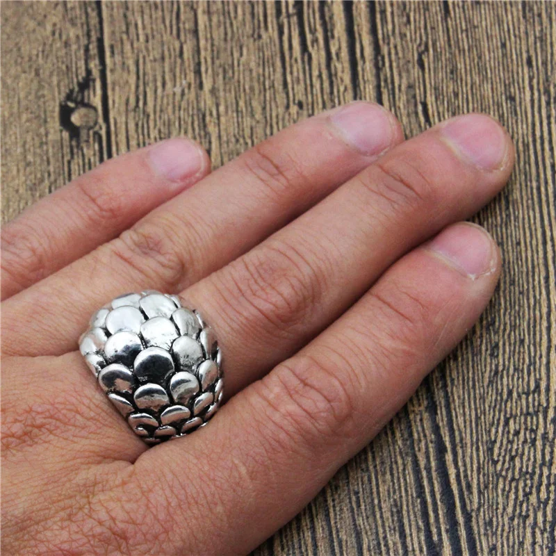 Винтаж чешуя кольца тяжелых личности Дизайн Античная Посеребренная Модные