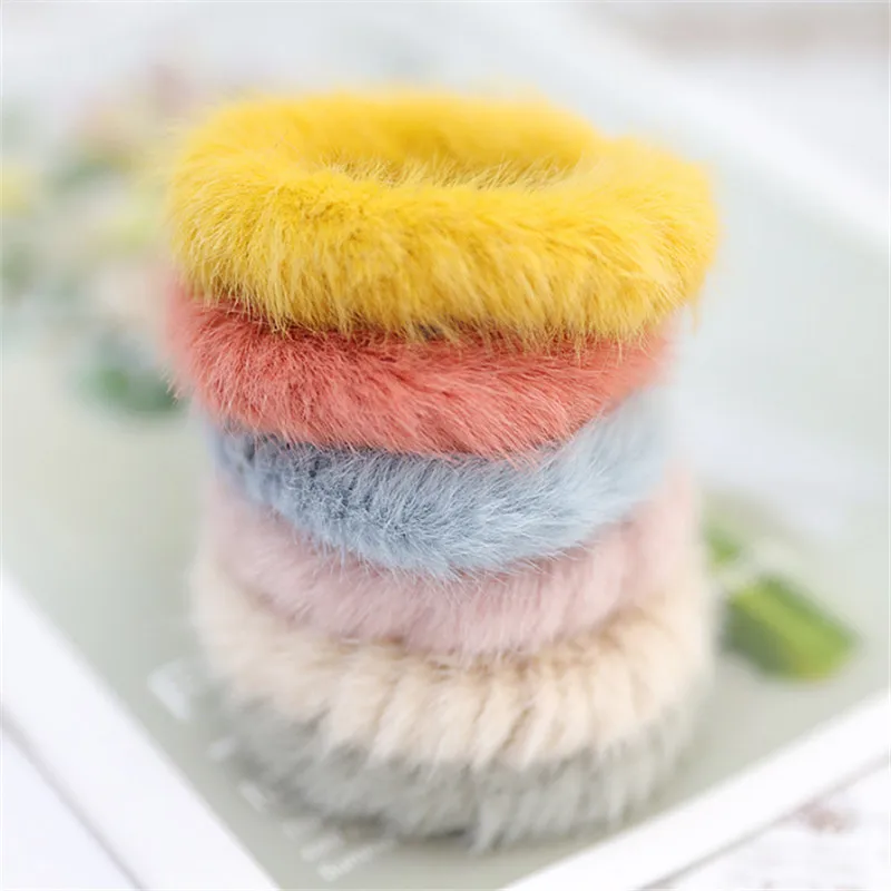 Милые эластичные повязки для волос 12 шт./лот резинка из искусственного меха