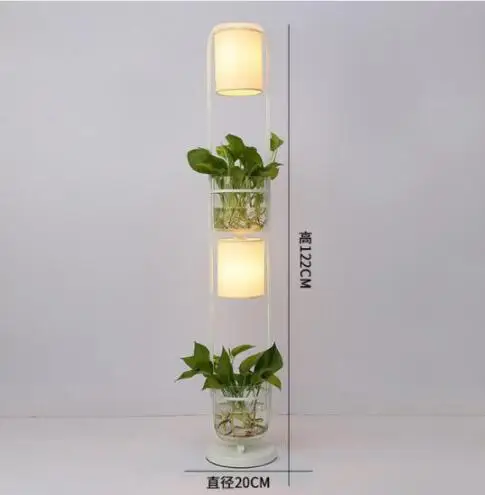 Floor Lamp-White Современный китайский Декор растение цветочный торшер ткань абажур стекло Кабинет стенд пол свет AC110V-220V - Цвет абажура: Floor Lamp-White