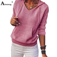 women casual hoodie sweatshirt model pockets female tops new trendy 2020 spring autumn sweatshirts pink gray womens clothing