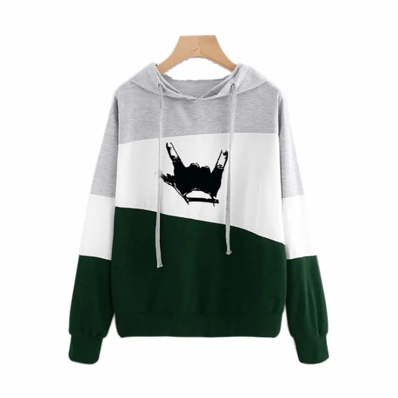 

2020 New Fall Winter Sweatshirts Streetwear Women Pullovers Casual Sport Hoodies Long Sleeve Loose Tops Girl Cotton Hooded Green