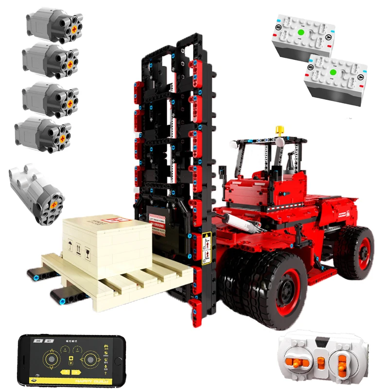 

RC Truck Model High-Tech Electronic Machinery Six-Wheel Heavy Forklift Vehicles Bricks Motor Power Mobile Crane Toys Boys Gifts