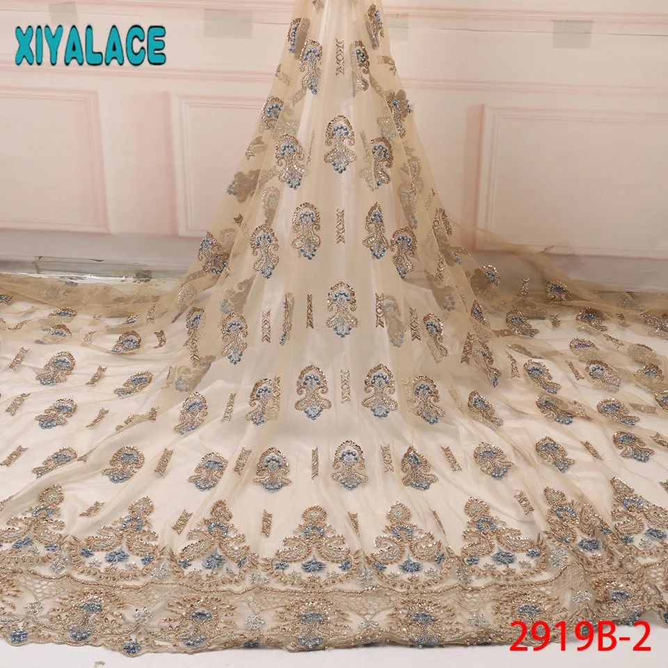 

New Handmade Beaded Lace,French Lace Fabric with Beads,Net Lace Fabric 2019 for Wedding Dresses KS2919B-2