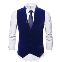 2021 spring and autumn high quality mens solid color standing collar single breasted slim business leisure suit waistcoat