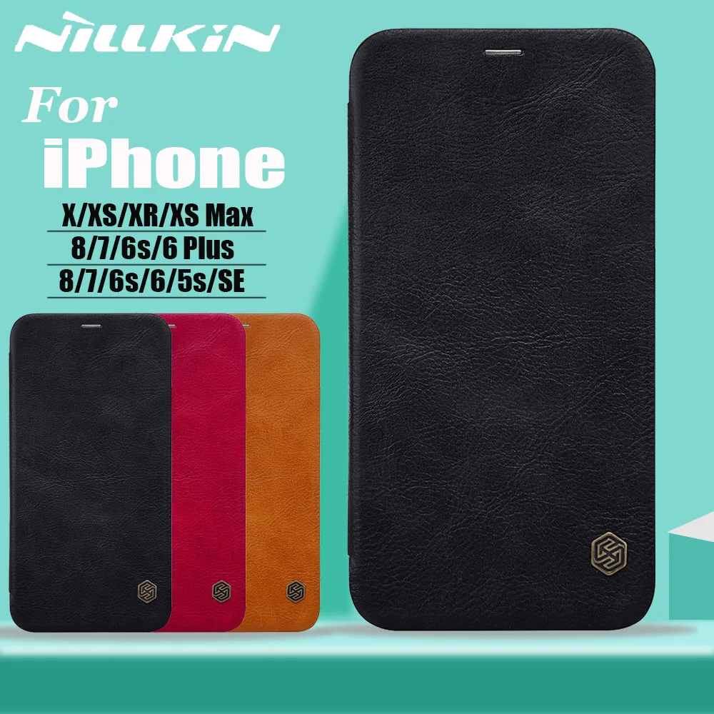 Чехол Nillkin для iPhone X Xs чехол для MAX XR Nilkin роскошный мягкий чехол-книжка из искусственной кожи для iPhone 8/7/6 S/6 Plus полное покрытие на 5S SE