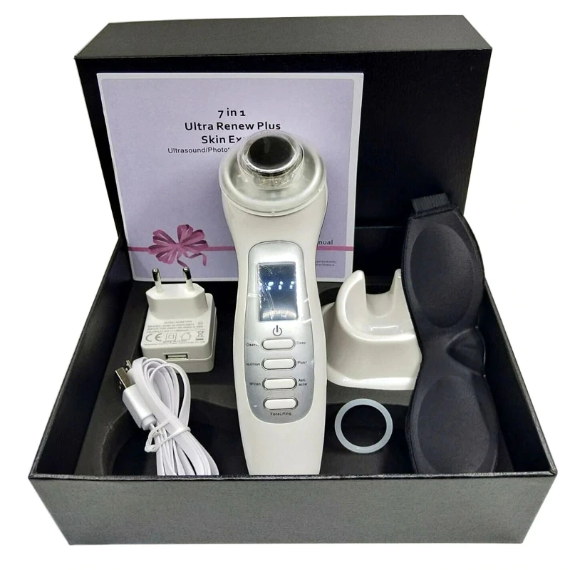 7 в 1 ультразвуковой гальванический фотонный аппарат для ухода за кожей|light pink party