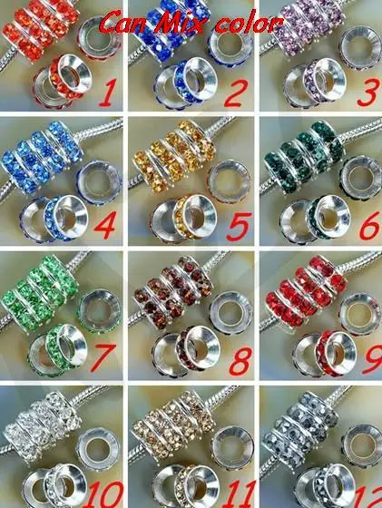

Multicolor Spacer Charm Wheel Beads Fit European Bracelet Rhinestone Loose Beads Round ndfg3le necklace bead diy crystal