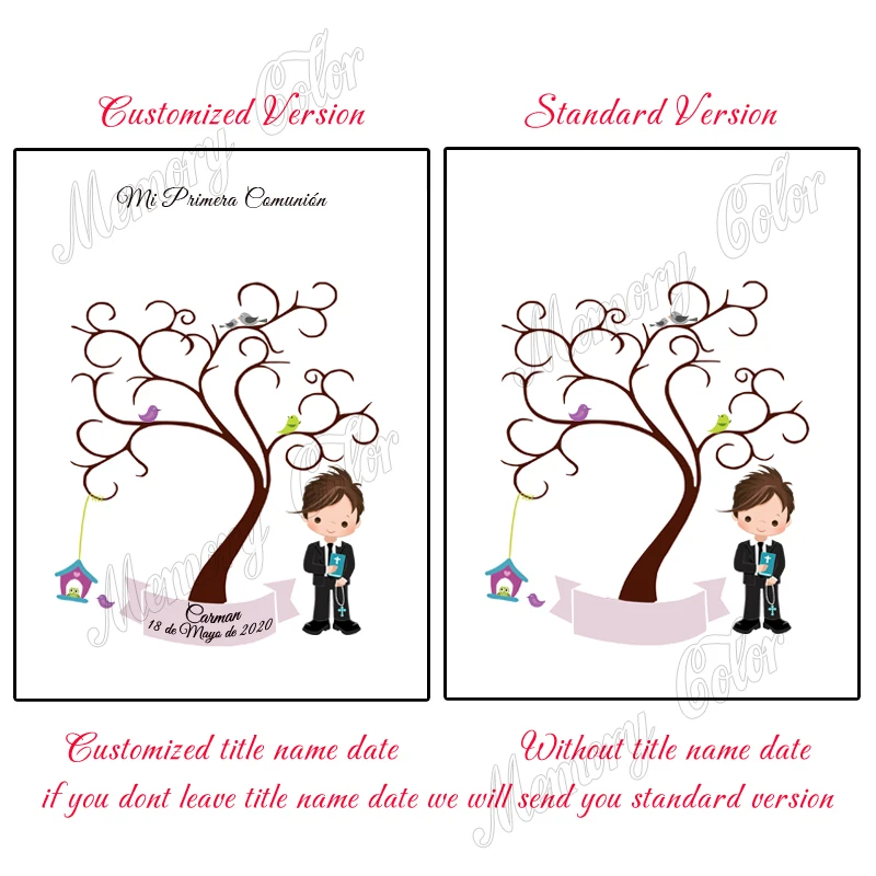 Personalized Kids First Holy Communion Guestbook Custom Theme Name Date Fingerprint DIY Canvas For Boys Girls Primera Comunión | Дом и сад