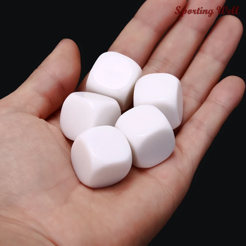 

5Pcs/Lot 20mm Blank Dice White Rounded Corner D6 Can Write White Blank Dice Creative Children Teching DIY Dice Set
