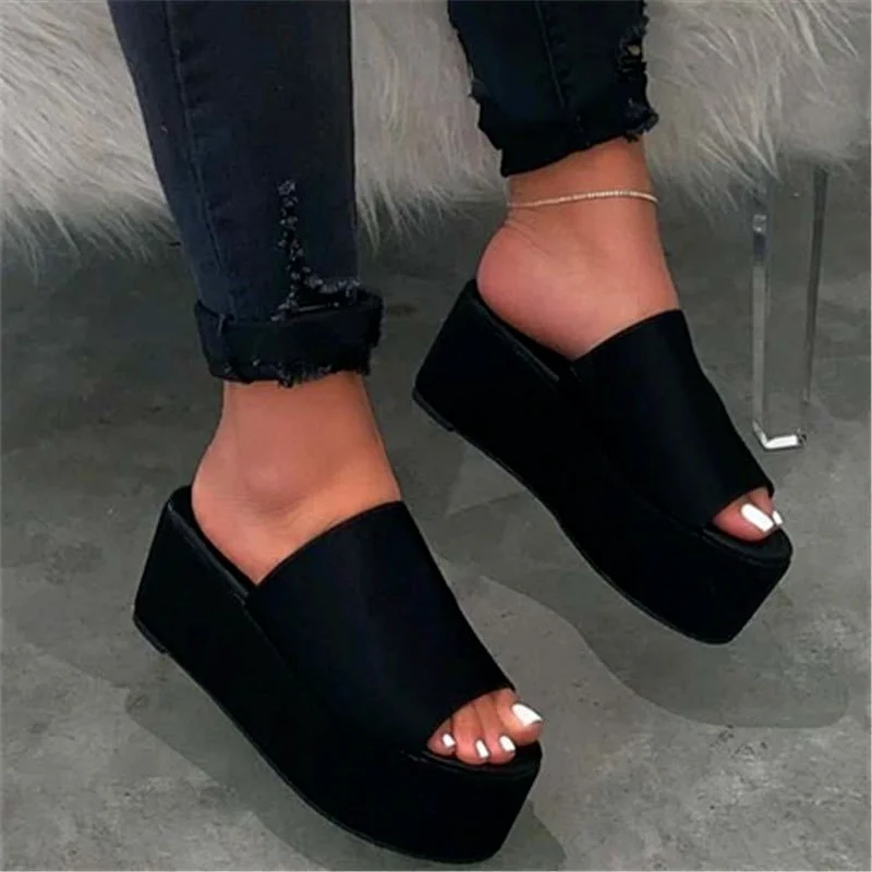 

2021 Summer New Fashion Women's Flip Flops Platform Leopard Print Open Toe Sandals Women's Slippers Woman Shoes high heels