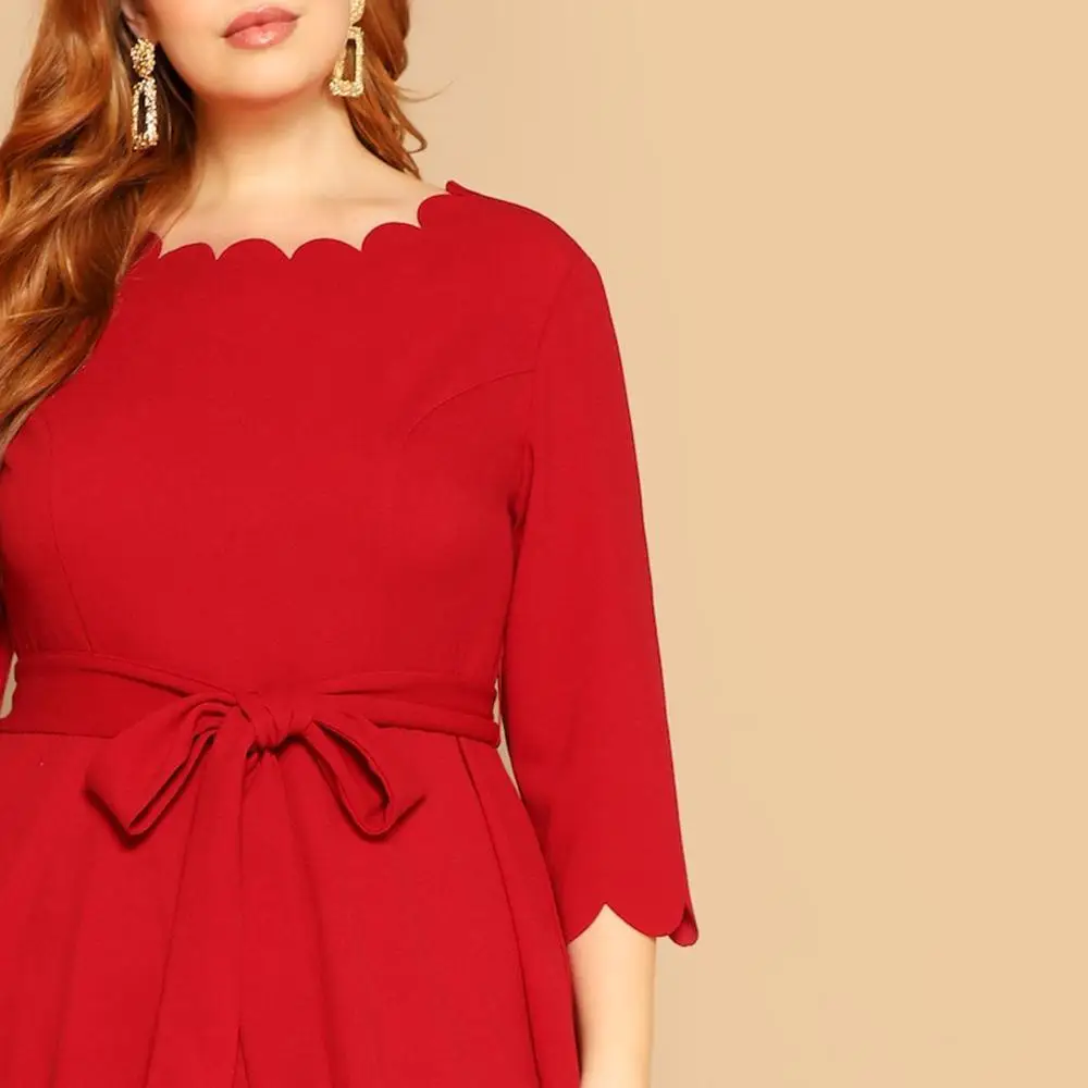 3XL-6XL женское длинное офисное платье больших размеров осеннее женское платье с поясом А-силуэта большого размера 5XL элегантное красное вечернее платье