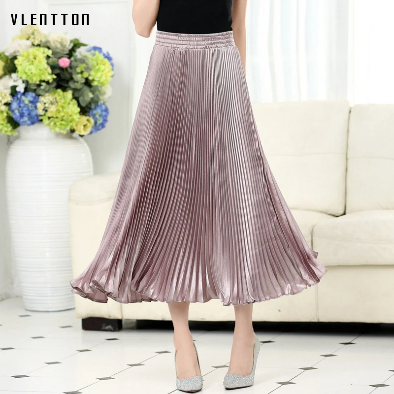 Женская плиссированная юбка макси однотонная длинная пачка с высокой талией в