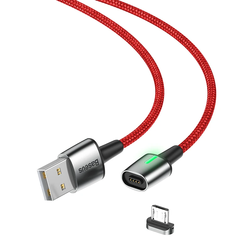 Baseus светодиодный магнитный usb-кабель для apple светильник с разъемом микро usb type c кабель для iPhone samsung huawei xiaomi зарядка Android - Тип штекера: Micro USB Red