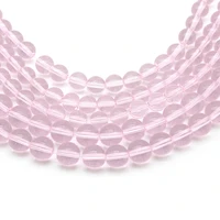 natural pink glass stone beads round smooth loose spacer beads for jewelry making diy bracelet necklace charm handmade 4 12mm