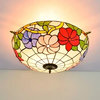 65cm creative colored glass small living room restaurant bar bedroom art tiffany half ceiling lamp morning glory
