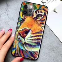 lion tiger cat painting animal phone case for iphone 12 mini xs max xs xr x 11 pro max funda coque carcasa iphone 12 mini xs