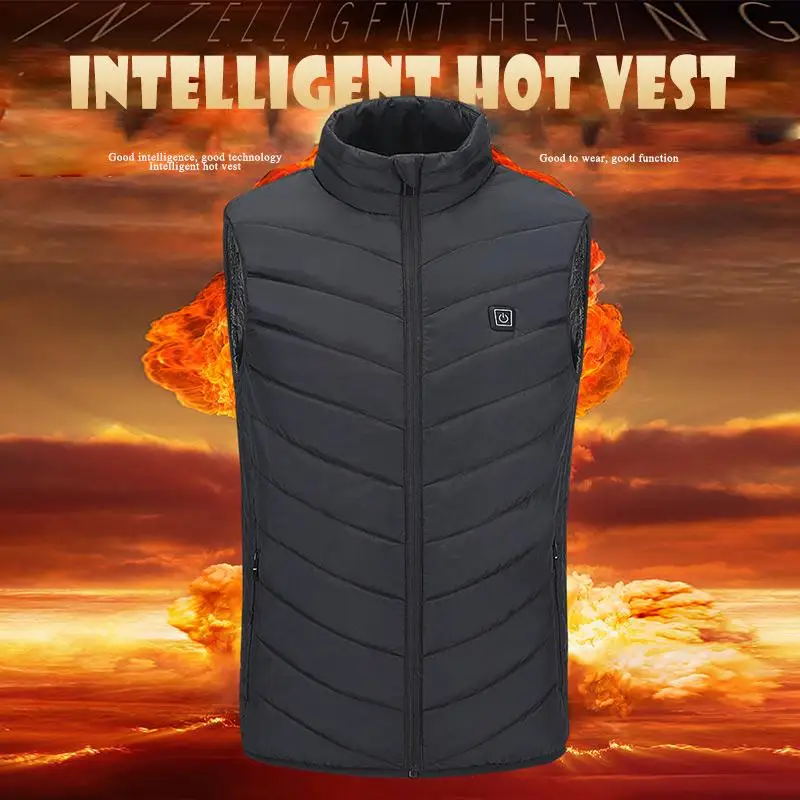 

USB Down Cotton Electric Heated Vest Jacket Heated 5-12v Sleeveless Black Physiotherapy Heated Pad Hot Thermal Heating Coat