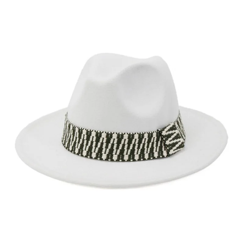 Войлочная шапка для мужчин и женщин однотонные широкополая лента с полосками