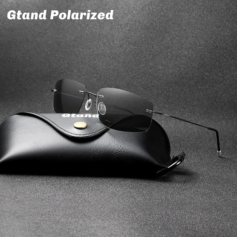 

Gtand Ultralight Titanium Rimess Style Polarized Photochromic Discolor Sunglasses For Men Driving Fishing Sun Glasses Shade
