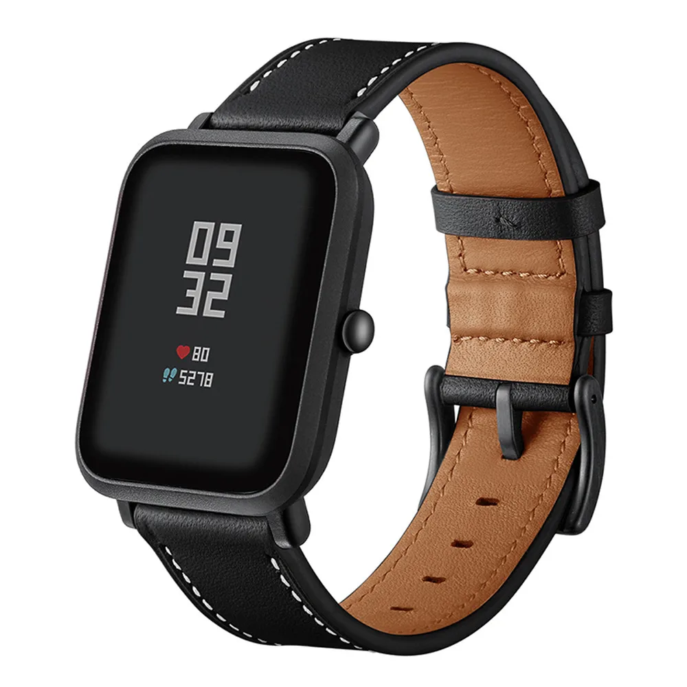 Кожаный ремешок для наручных часов браслет Xiaomi Huami Amazfit Bip Youth Watch быстросъемные