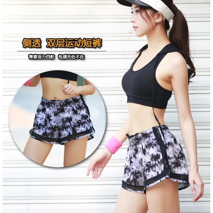 Женская спортивная одежда двухслойные брюки для йоги 2 в 1|Шорты тренировок| |