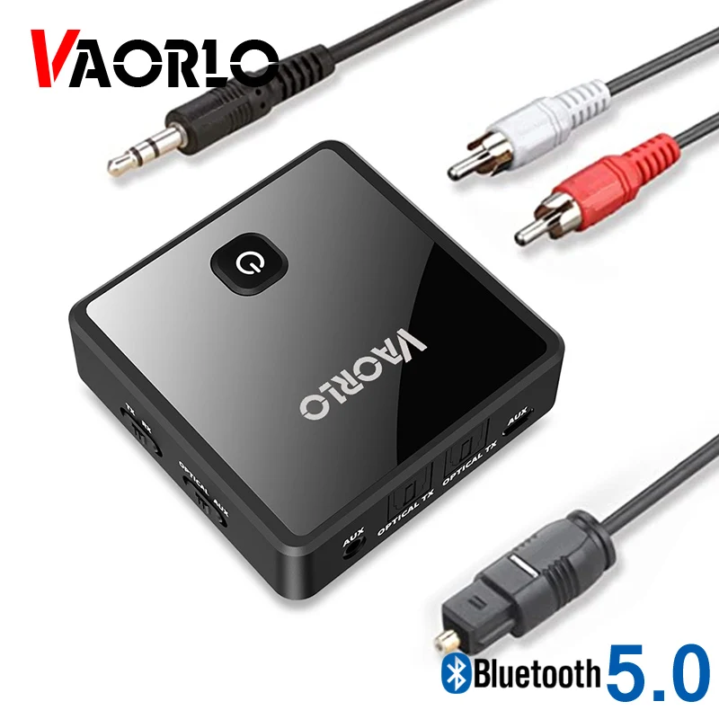 

VAORLO Low Latency TV Audio Transmitter Receiver Wireless Bluetooth 5.0 Adapter For Headphones Stereo Music With 3.5mm AUX Jack